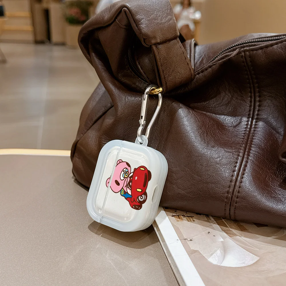 Фото Розовый полупрозрачный силиконовый чехол G-Gloomy B-Bear для Airpods 4 3 Pro 2 1, защитные чехлы для беспроводных наушников Pro2 №4