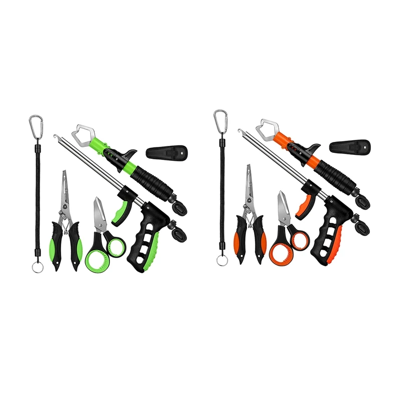 

Fishing Pliers, Fish Lip Gripper, Fish Hook Remover Split Ring Coiled Lanyard, Multi-Function Fly Fishing Tool