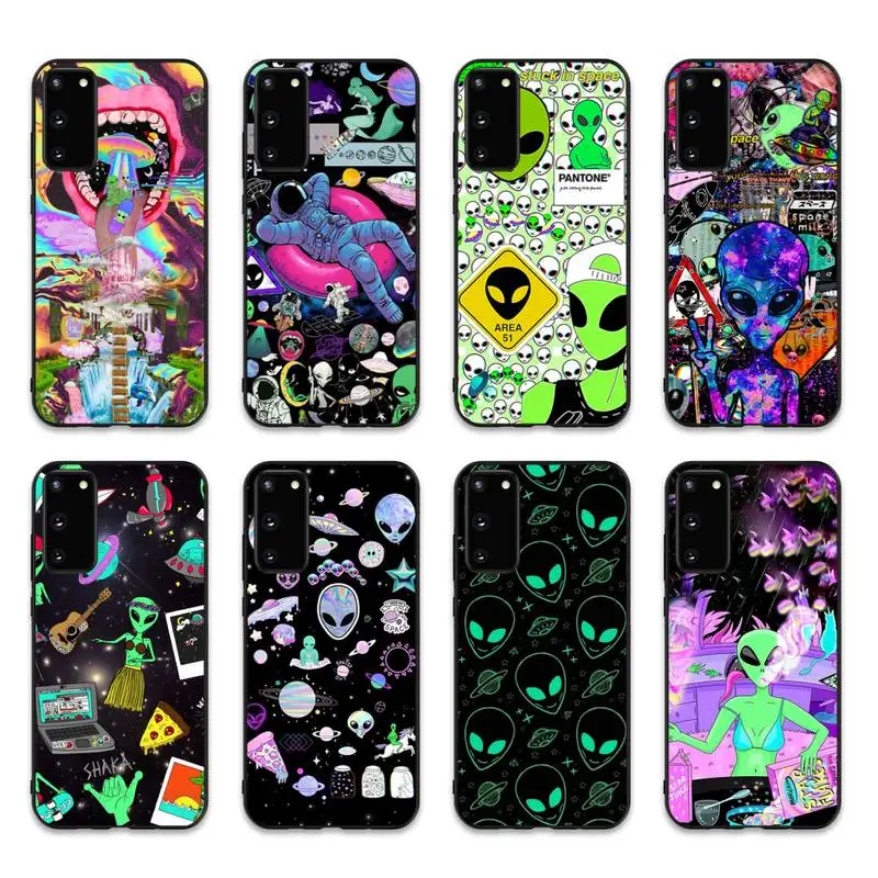 

Aesthetics Cartoon alien space Phone Case for Samsung S20 lite S21 S10 S9 plus for Redmi Note8 9pro for Huawei Y6 cover