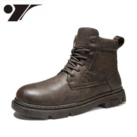fashion classic mens boots brown season new platform height adding bath boots black comfortable shoes for men booties