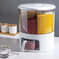 24 lbs rotating grid rice bucket dry food dispenser 360 degree rotating rice storage container large capacity grain dispenser