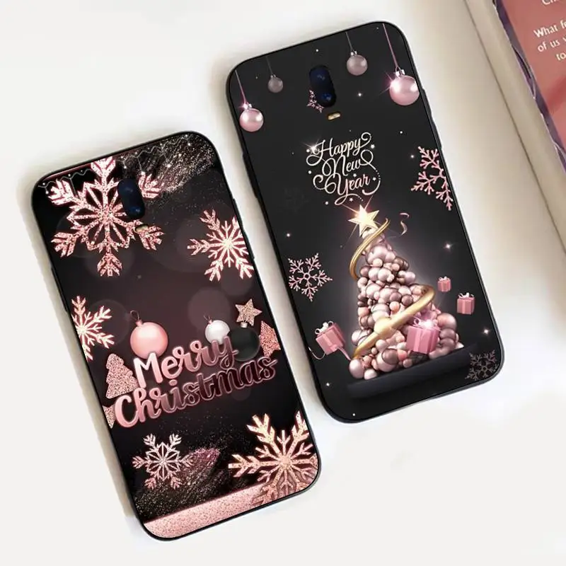 

Pink Christmas Tree Balls Gift Stars Phone Case for Vivo Y91C Y11 17 19 17 67 81 Oppo A9 2020 Realme c3