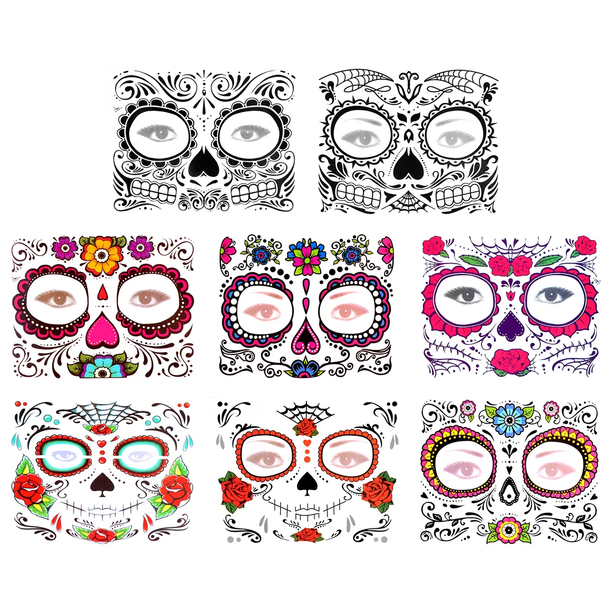 

8 Pcs Halloween Face Tattoo Stickers Waterproof Disposable Party Favors Temporary Decals