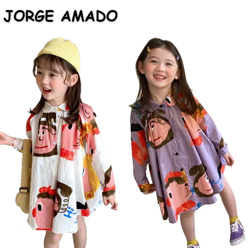 Новинка 2022 весеннее платье для девочек с длинным рукавом-фонариком фиолетовое