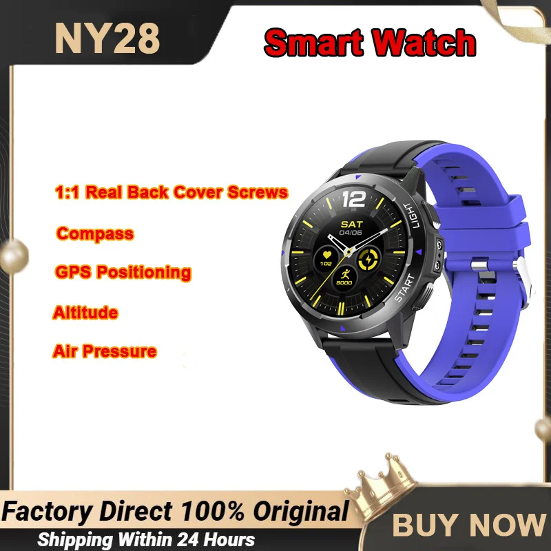 

NY28 GPS Men Outdoor Smart Watch Altitude Compass Air Pressure Heart Rate 1.3inch Wristwatch Fitness Tracker Sports Smartwatch