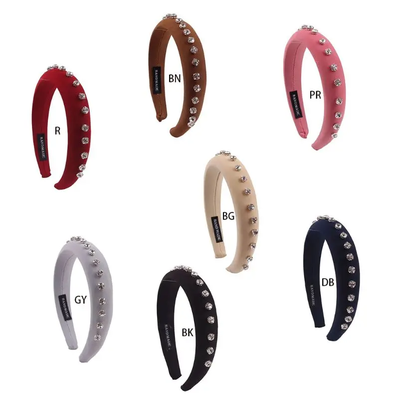 

652F Punk Rock Vintage Wide Headband Women Thicken Sponge Padded Hair Hoop Luxury
