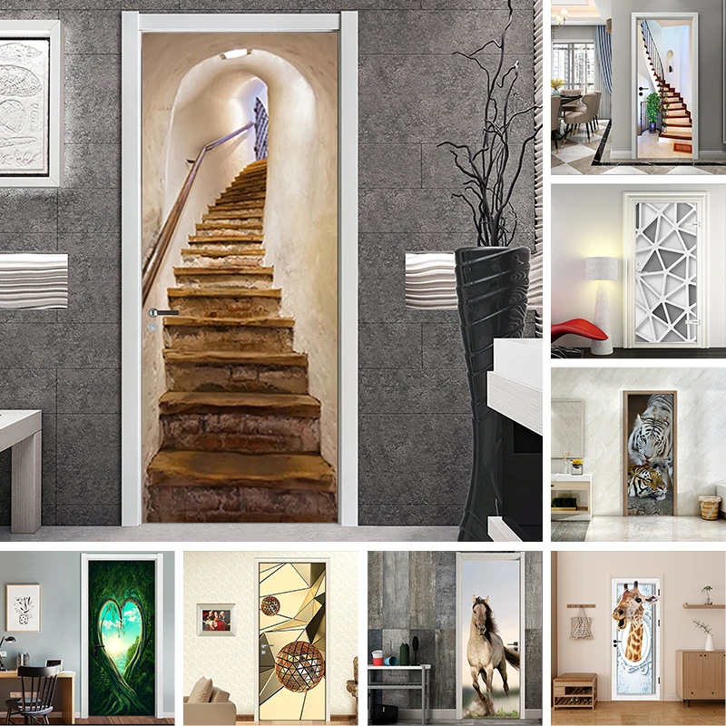 

Наклейка на дверь лестницы, виниловый клей, водонепроницаемые съемные обои, постер, украшение комнаты, настенные наклейки, adesivo porta