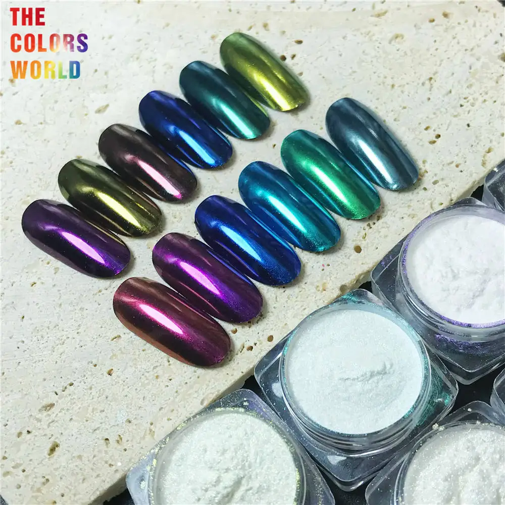 

TCT-620 Diamond Magic Mirror Effect Pigment Nail Mirror Powder Pearl White Rubbing on Nail Art Glitter Pixie Dust Chrome Aurora