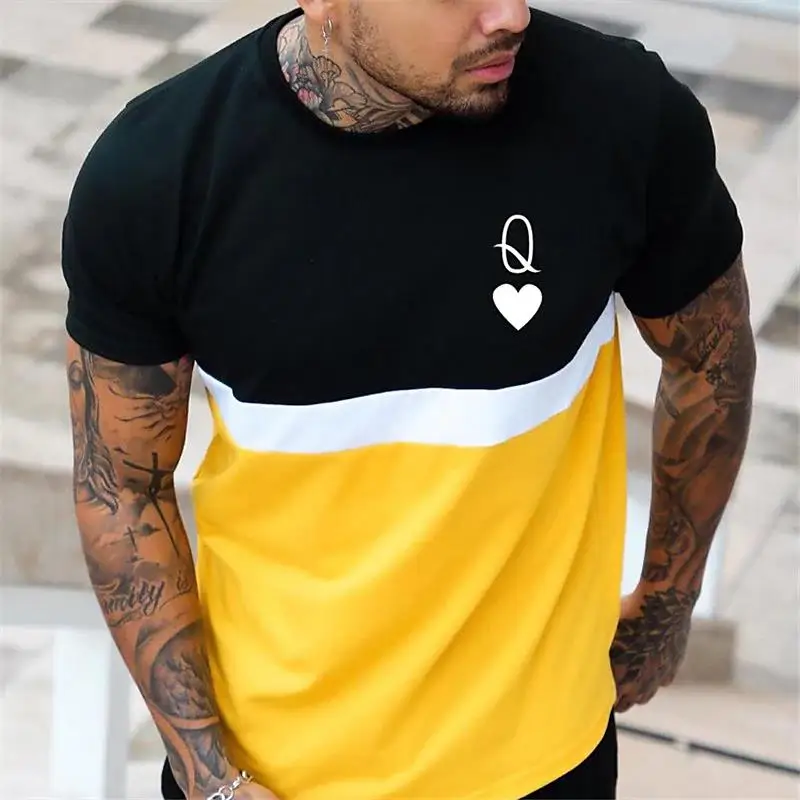 

2023 Summer Men's T-shirt 3D Men's Street Style Round Neck T Shirt Fashion Poker Print Short Sleeve Zebra Stripe Oversized Tops