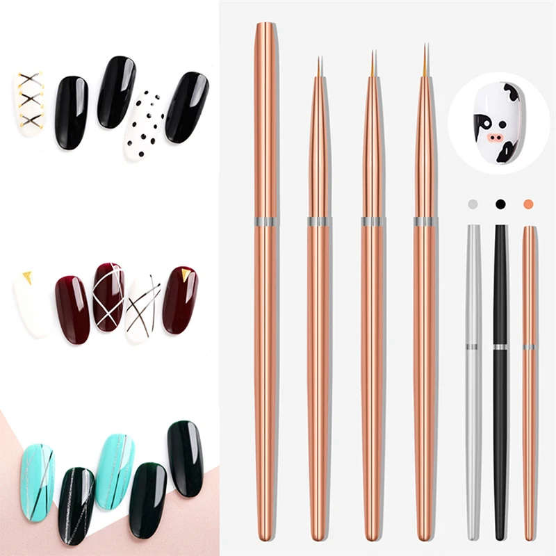 

3 шт., набор ультратонких кистей для маникюра, в полоску