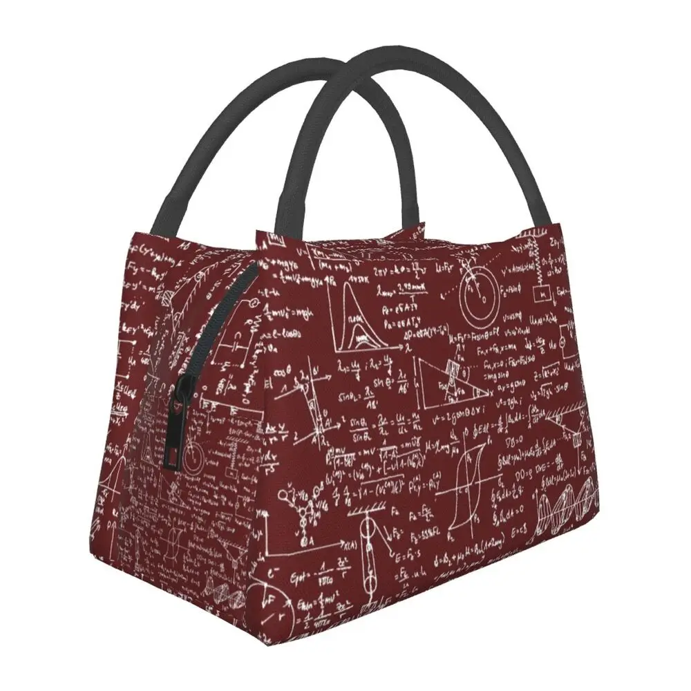 

Physics Equations Burgundy Resuable Lunch Box Math Science Teacher Geometric Gift Thermal Cooler Food Insulated Lunch Bag