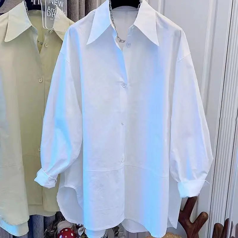 

2023 new fashion all-match loose cotton shirt women 9400