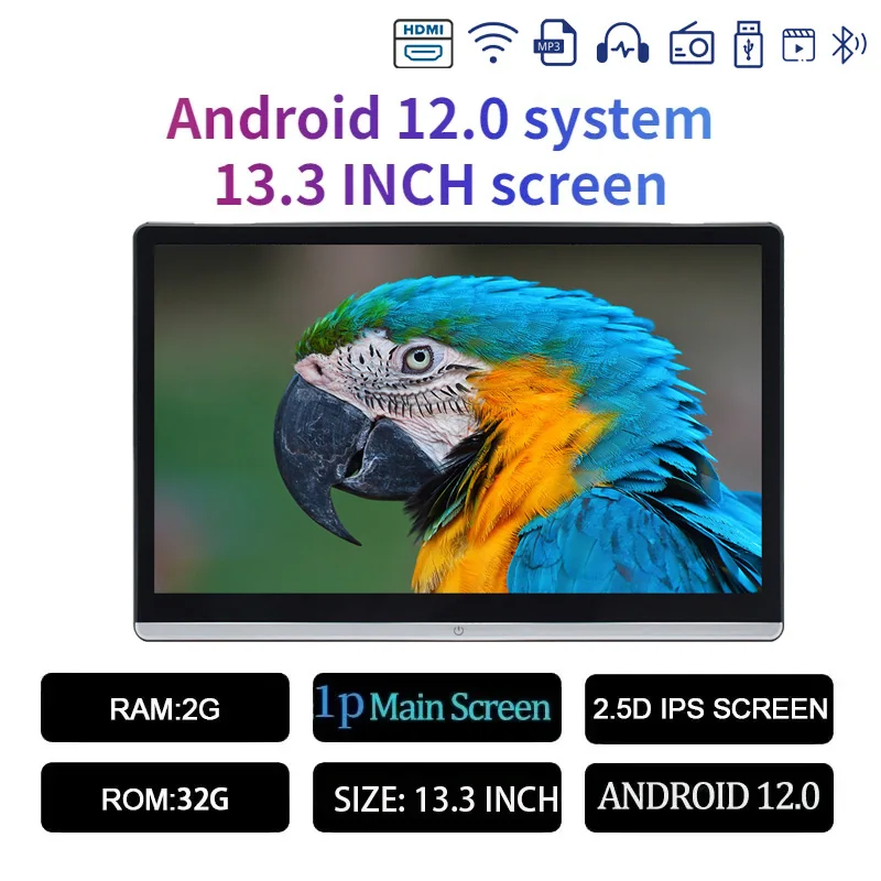 

13,3/14 "монитор на подголовнике автомобиля, IPS Android 12, 2G + 32G/4G + 64G/8G + 128G, сенсорный экран для автомобиля, плеер на заднее сиденье, двойной HDMI, музыка