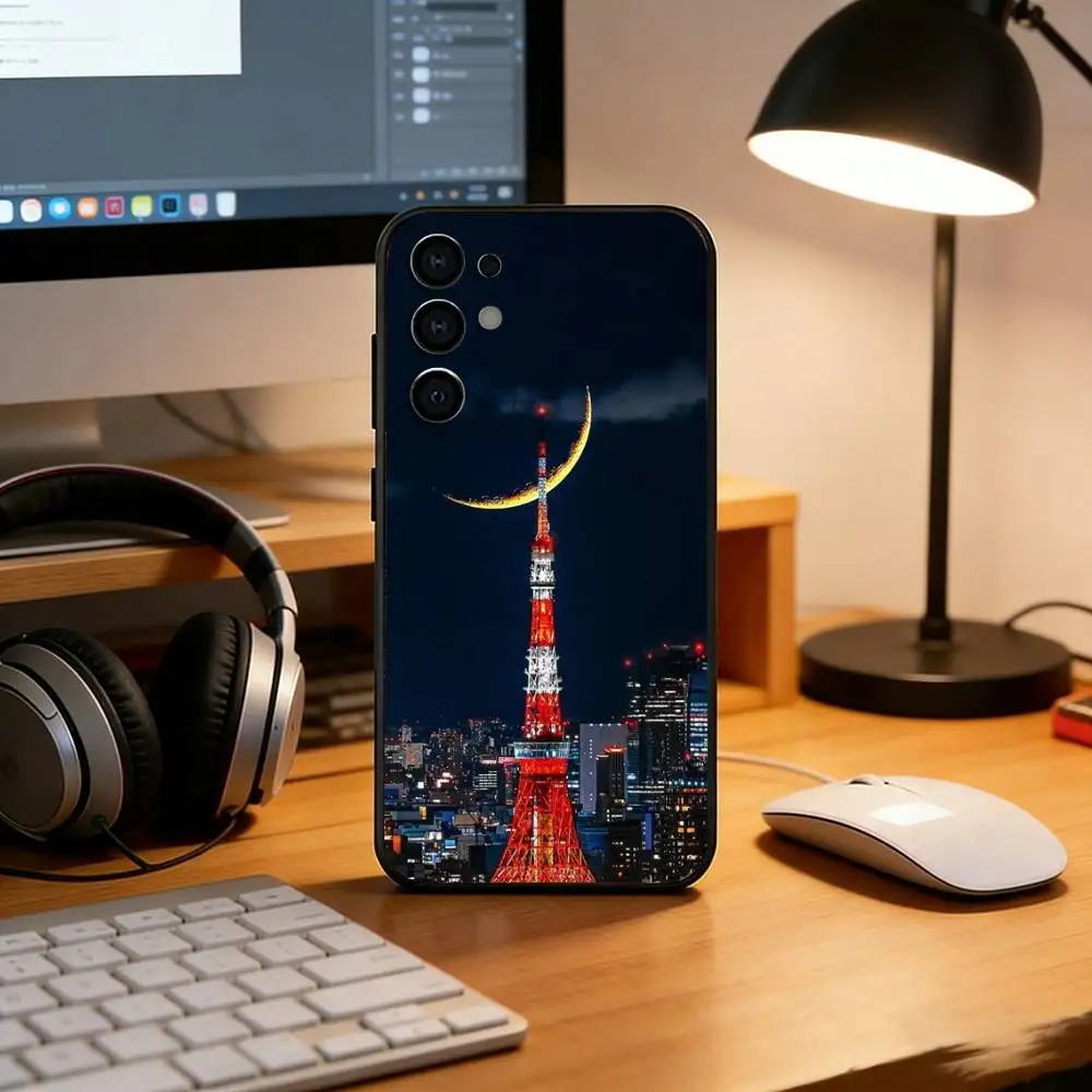 Фото Чехол для телефона с видом на улицы Токио для Samsung S25, S24, S21, S22, S23, S30, Ultra, S20, Plus, FE, Lite, Note, 10, черный чехол №3