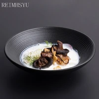 1pc relmhsyu japanese style retro black frosted pigment household soup western pasta noodle dinner bowl tableware set