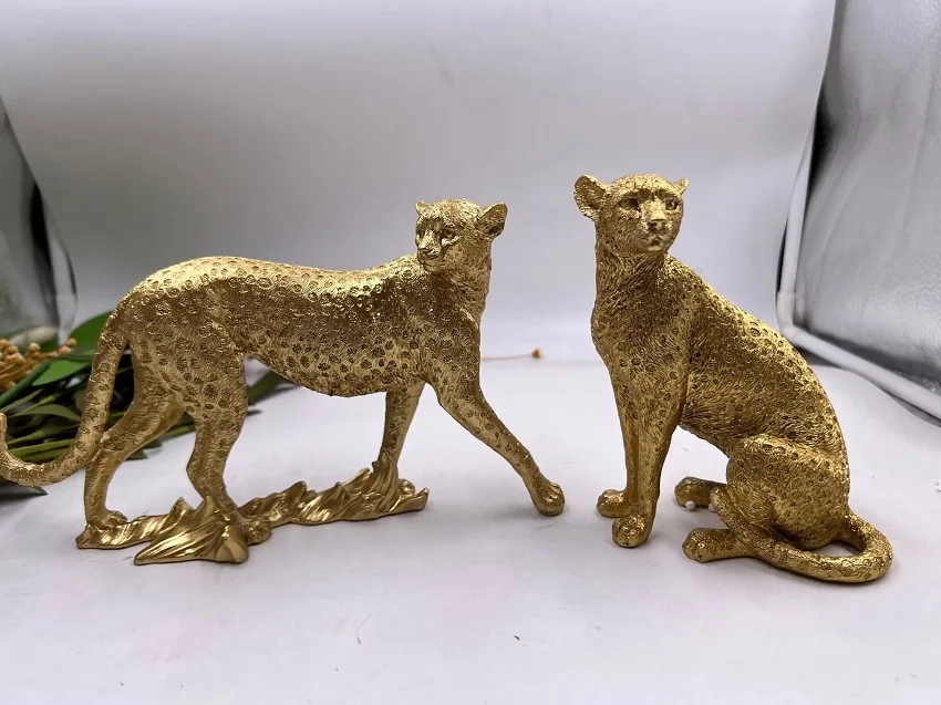 Retro Cheetah Statue Animal Figurine Panther Leopard Sculpture Home Office Table Desktop Decor Ornaments Gifts 5
