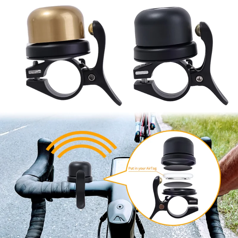 For Apple AirTag Cover Bicycle Tracker Mount Anti-Lost Waterproof GPS Tracker Hidden Retro Copper Mountain Bike Road Bike Horn