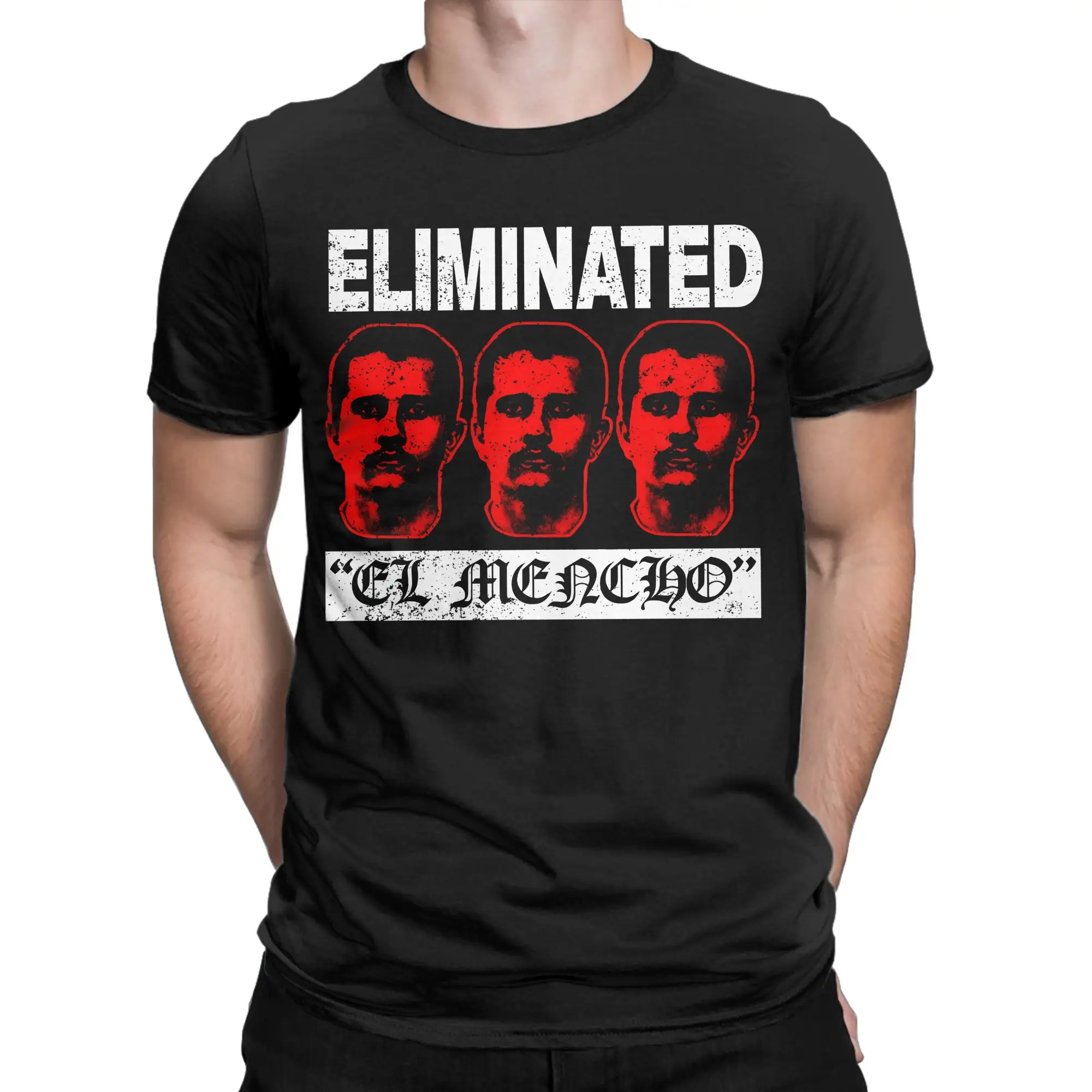 Фото Винтажная футболка Summer Eliminated El Mencho, хип-хоп футболки, хлопковая футболка для мужчин, забавная одежда с короткими рукавами в стиле Y2K №1
