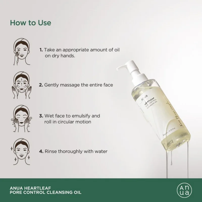 ANUA Heartleaf Pore Control Очищающее масло Масло для лица Жидкость снятия макияжа Удаление