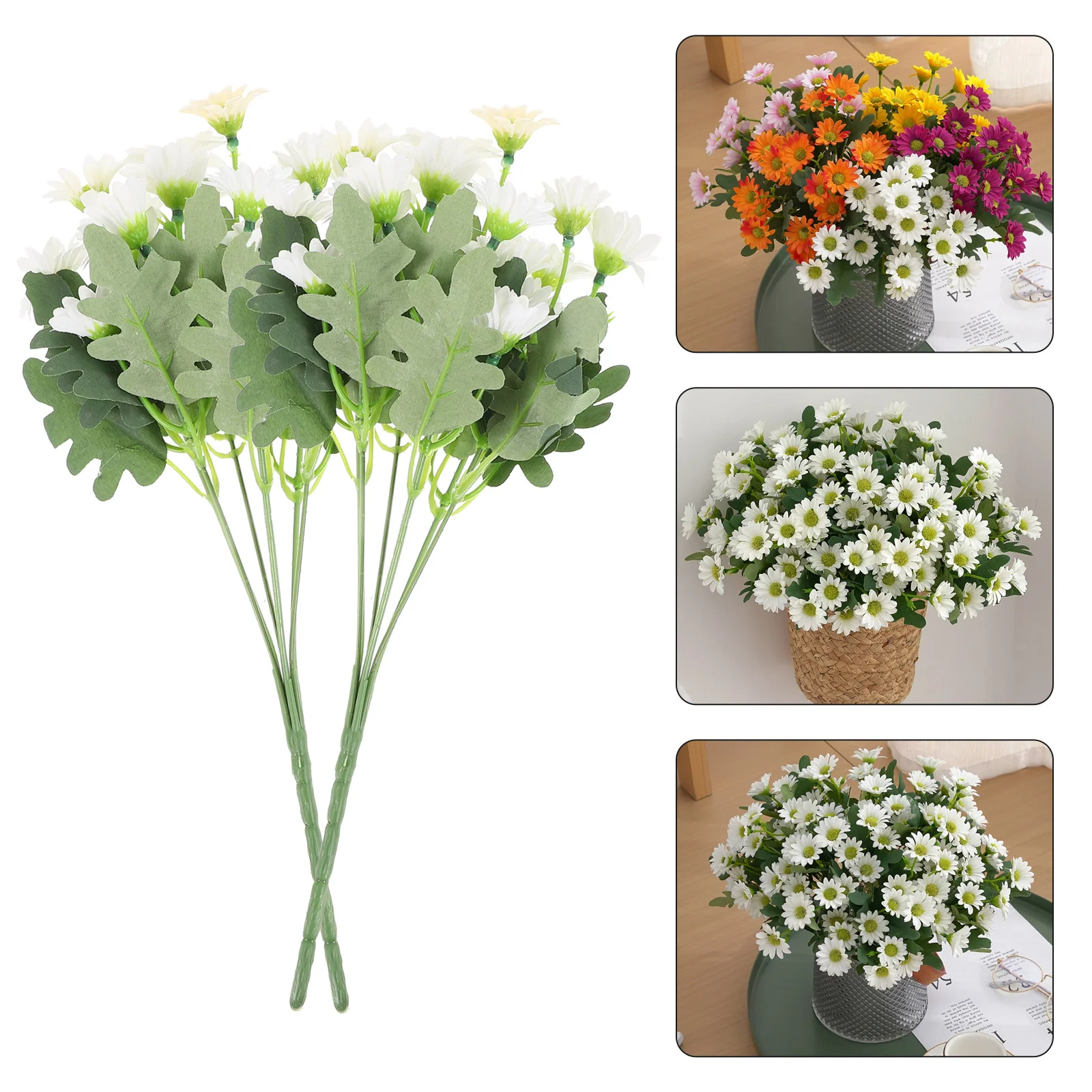 

2 Artificial Daisy Bouquet Autumn Flower Flower Arrangements for Handwork Garden Porch Window Hanging Planter Decor White