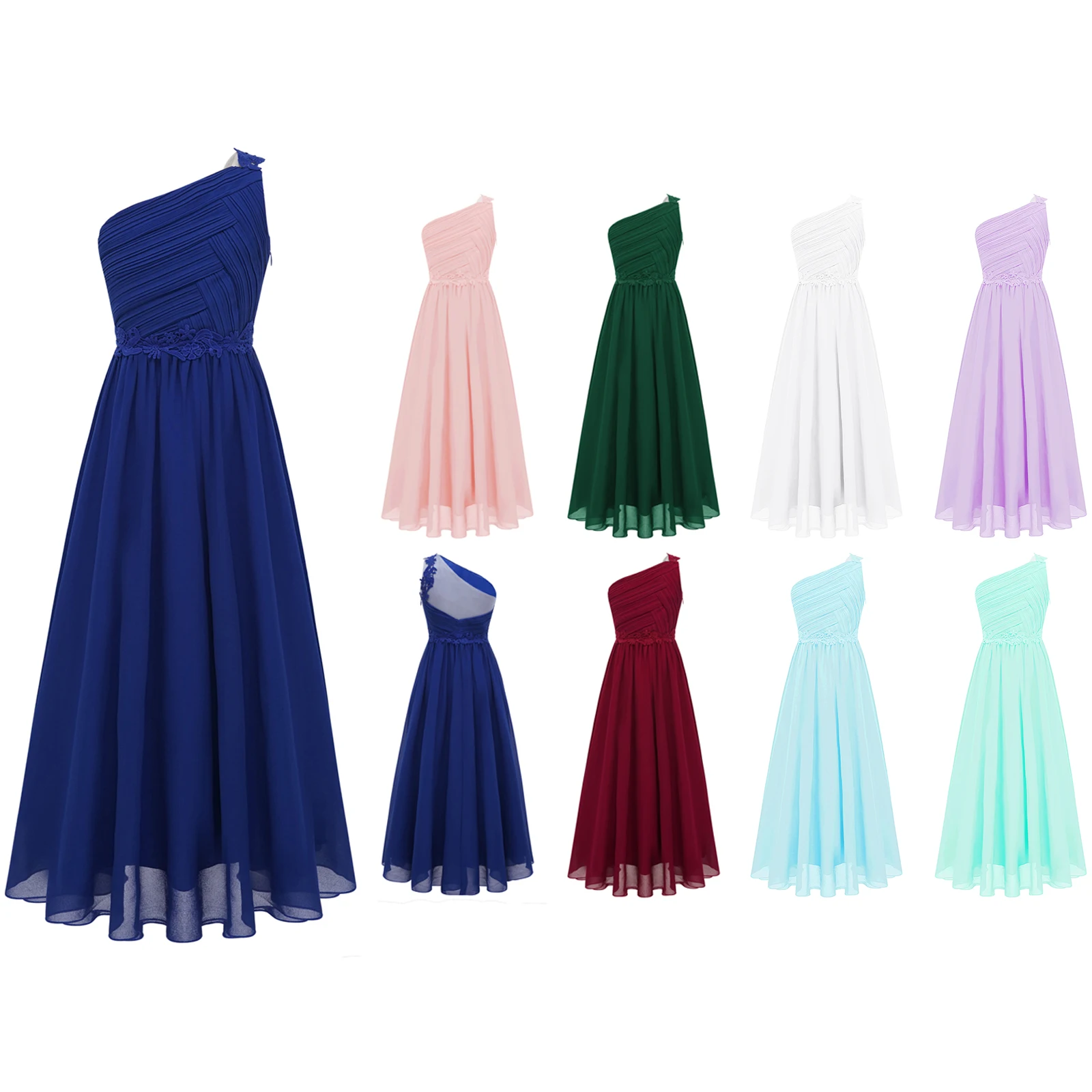 Детское шифоновое платье на одно плечо с блестящими бусинами