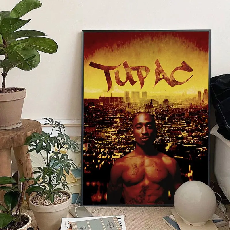Легендарный Рэпер Хип-хоп певец Тупак аниме постеры Ретро Стикеры из крафтовой