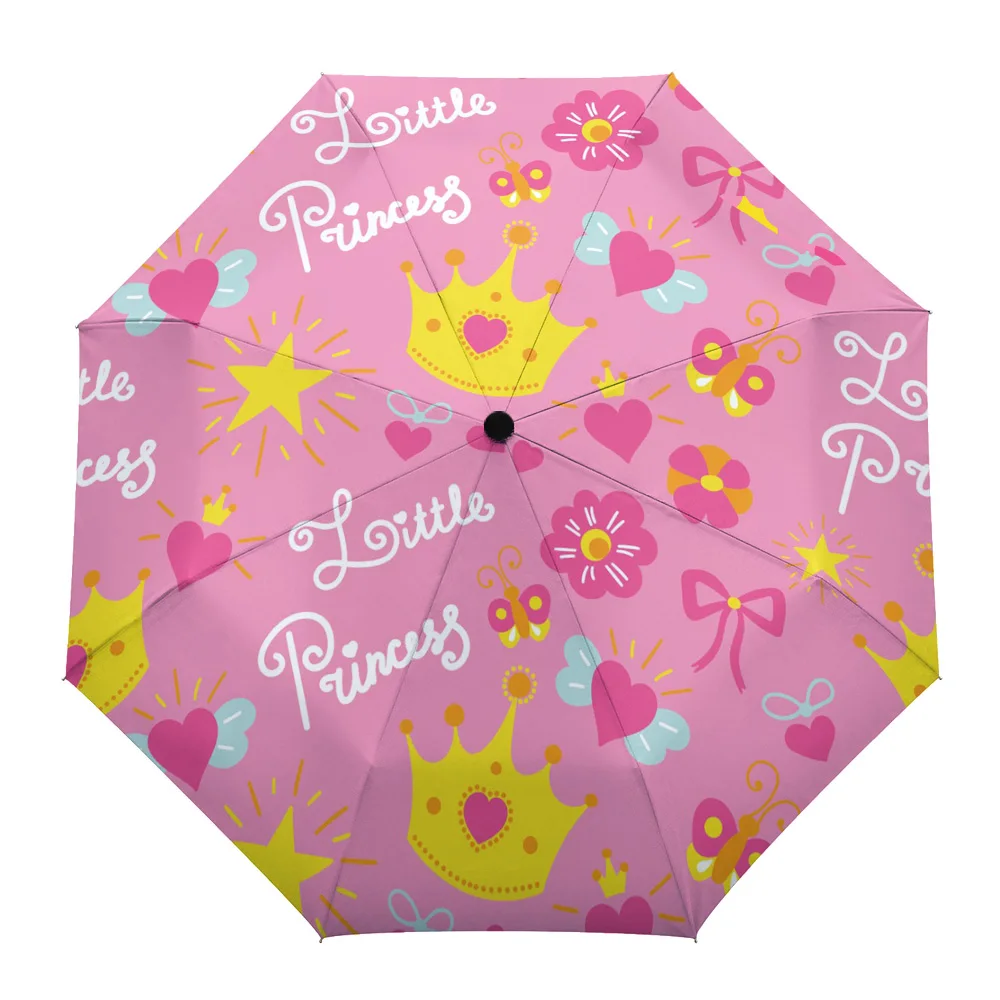 

Crown Bow Pentagram Flower Fully-automatic Umbrella for Outdoor Kids Adults Printed Umbrella Foldable Eight Strand Umbrella