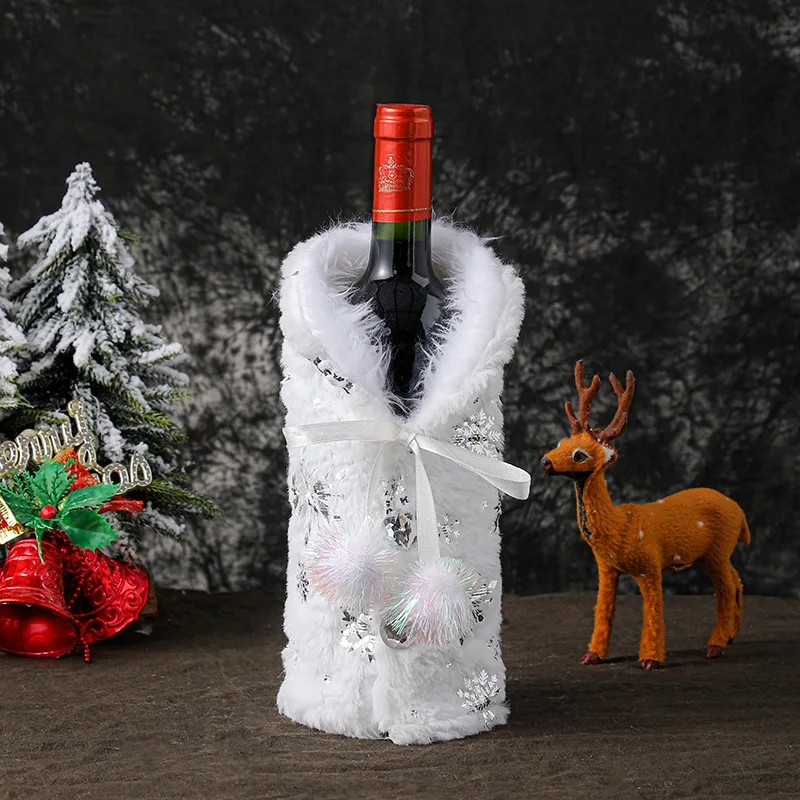 

Scene Arrangement Snow Christmas Wine Bottle Cover Christmas Decorative Champagne Red Wine Wine Bottle Cover Wine Cover Wine Bag