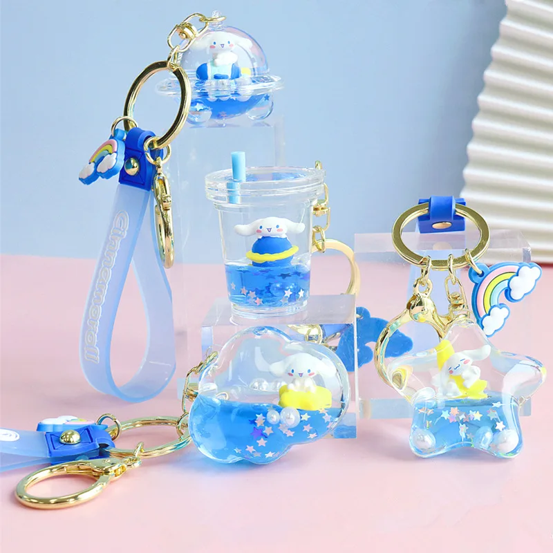 

Sanrio Cinnamoroll Baby Planet Keychain Floating Bottle Into Oil Universe Creative Exquisite Backpack Pendant Gift for Boy Girl