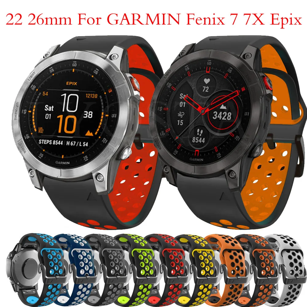 

Ремешок силиконовый для смарт-часов Garmin Fenix 7 7X Epix, быстросъемный удобный для занятий спортом на открытом воздухе, 22 26 мм