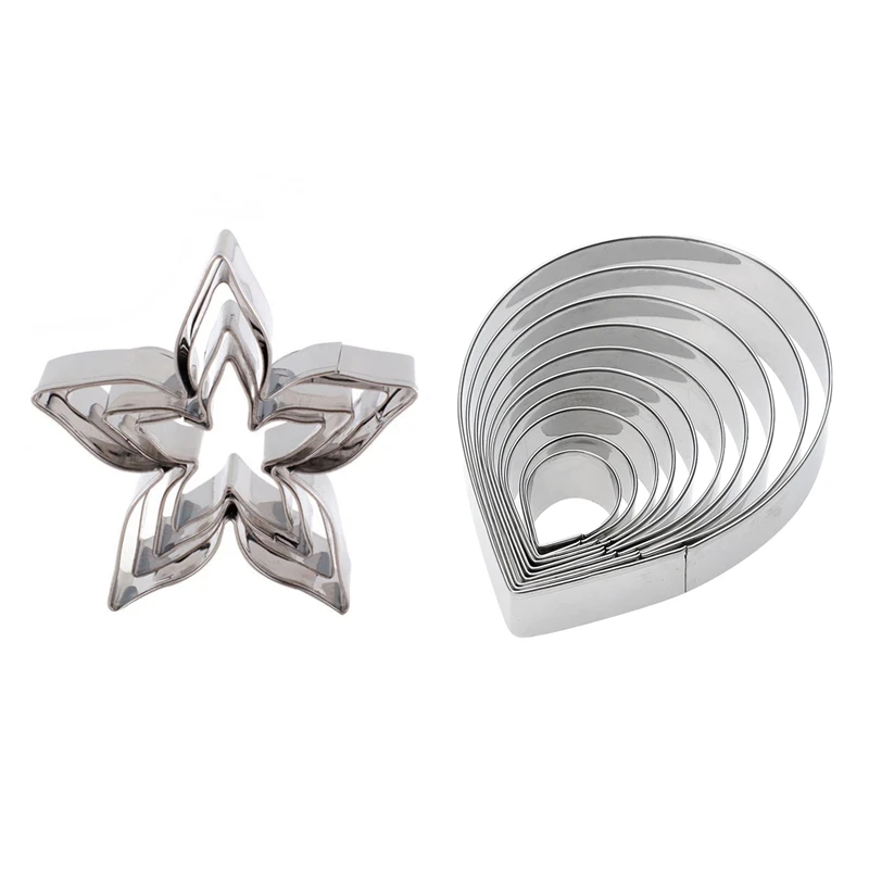 

2 Set Roses Calyx Flower Cake Decorating Molds Stainless Steel Biscuit Fondant Cookie Cutter Wedding Baking Tools - 1 Set 4Pcs &