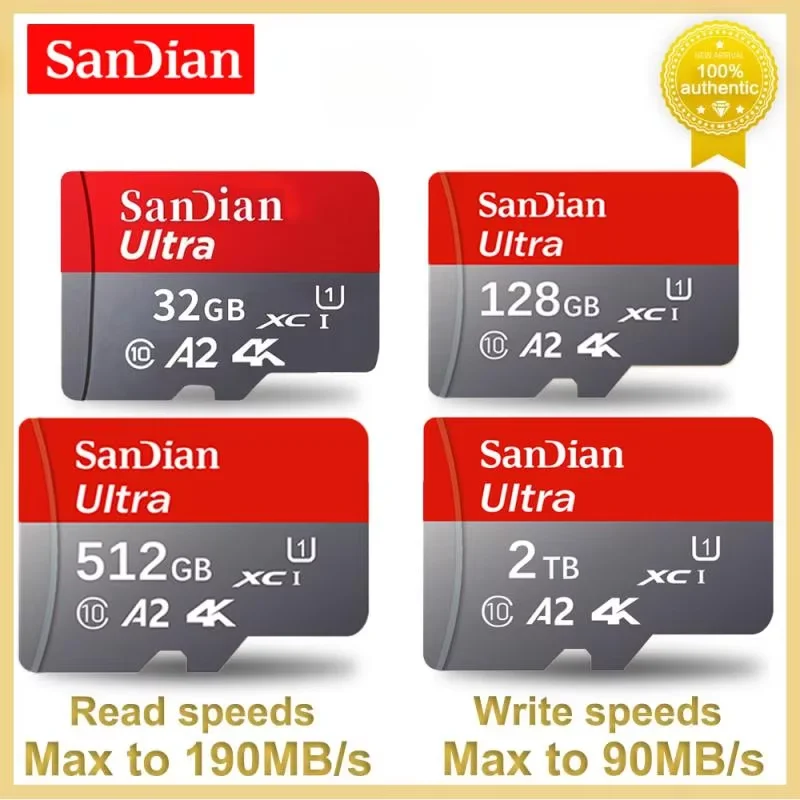 Оригинальная SD-карта Micro TF емкостью 2 ТБ 128 ГБ флэш-карта класса 10 256 карта памяти 512
