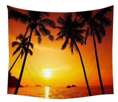 

room decor Beach coconut tree starfish shell small fishing tapestry European modern printing living room kitchen background wall