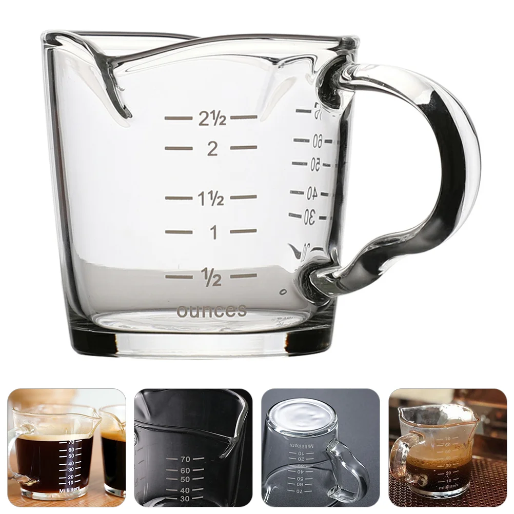

Espresso Measuring Cups with Handle: Double Spouts Measuring Triple Pitcher Cup Temperature Resistant Glass Measuring Cup for