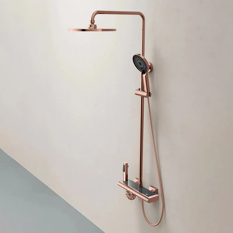 Матовое золото/розовое золото душевой набор для ванной комнаты настенное