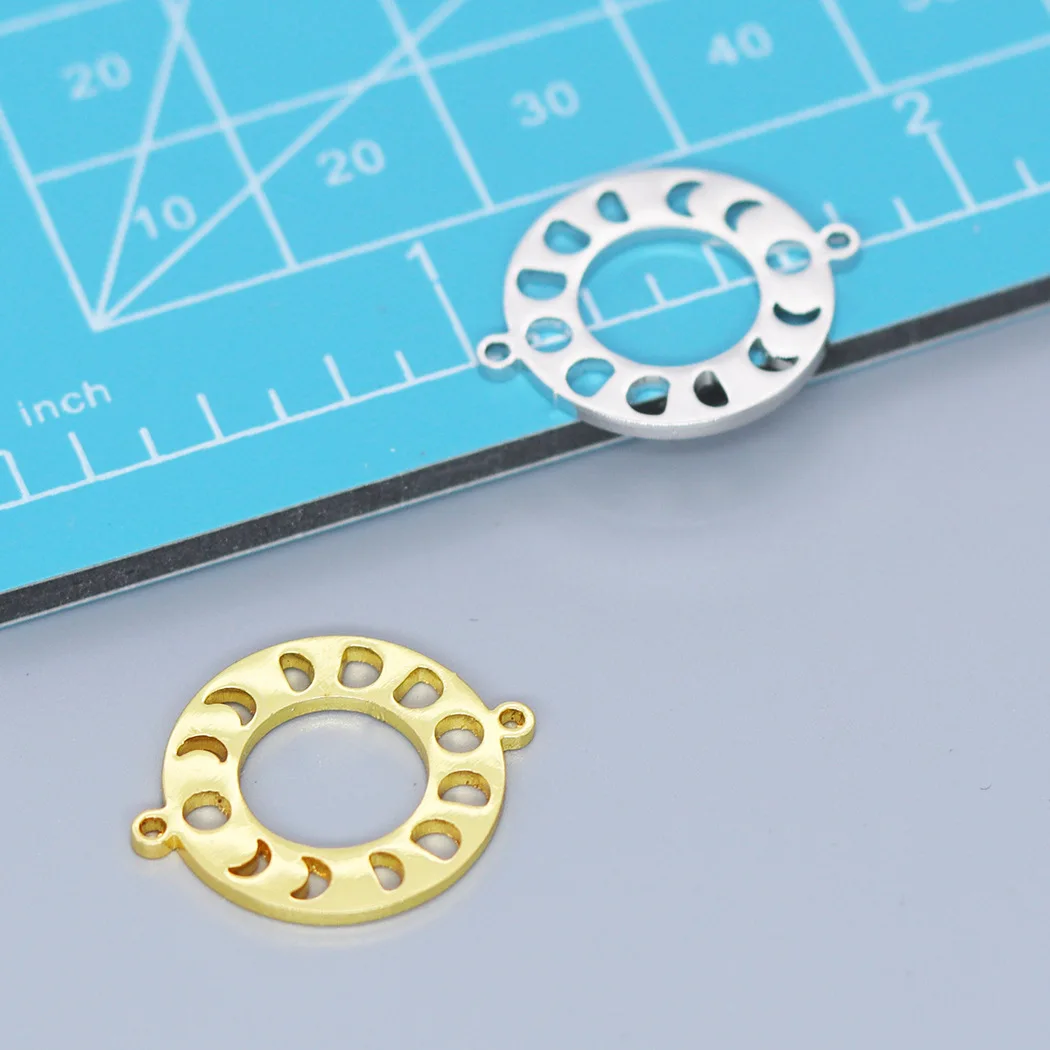 

WZNB 5Pcs/lot Stainless Steel Moon Sun Round Charms Pendant Connector for Jewelry Making Necklace Accessories Craft Diy Material