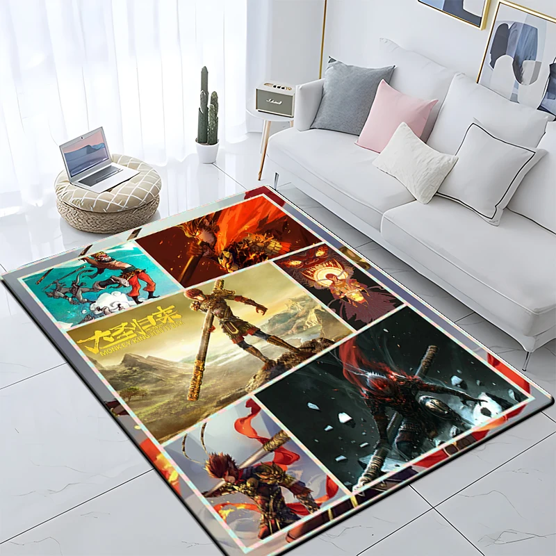 

Art Sun WuKong Monkey King Carpets for Living Room Bedroom Decor Carpet Soft Flannel Home Bedside Floor Mat Play Area Rugs Gifts