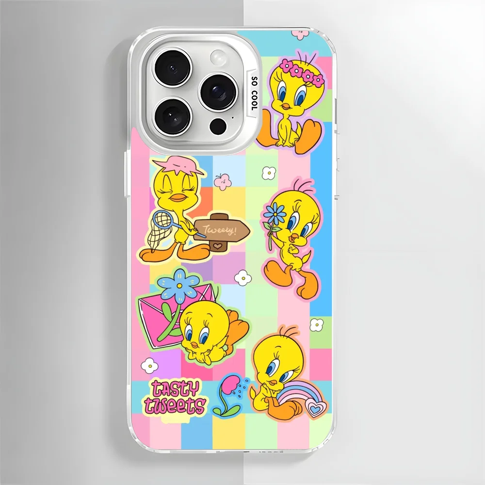 Милый чехол для телефона с изображением птиц T-Tweety iPhone 16 15 14 13 12 11 Pro Max белый