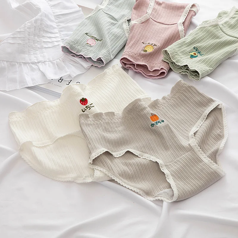 

Women Cotton Underwear Sexy Lace Panties Mid Waist Thread Women's Underpants Cute Girl's Panties Seamless Soft Briefs Lingerie