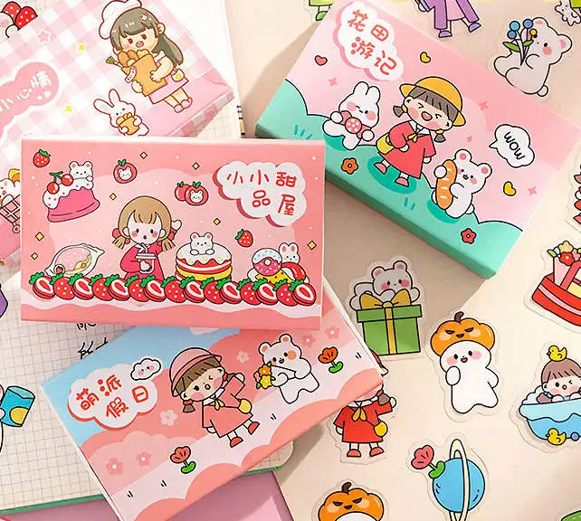 

40 шт./лот Kawaii мультяшная серия Little Girl Happy Life ПВХ липкие наклейки 90*50 мм DIY Скрапбукинг подарок