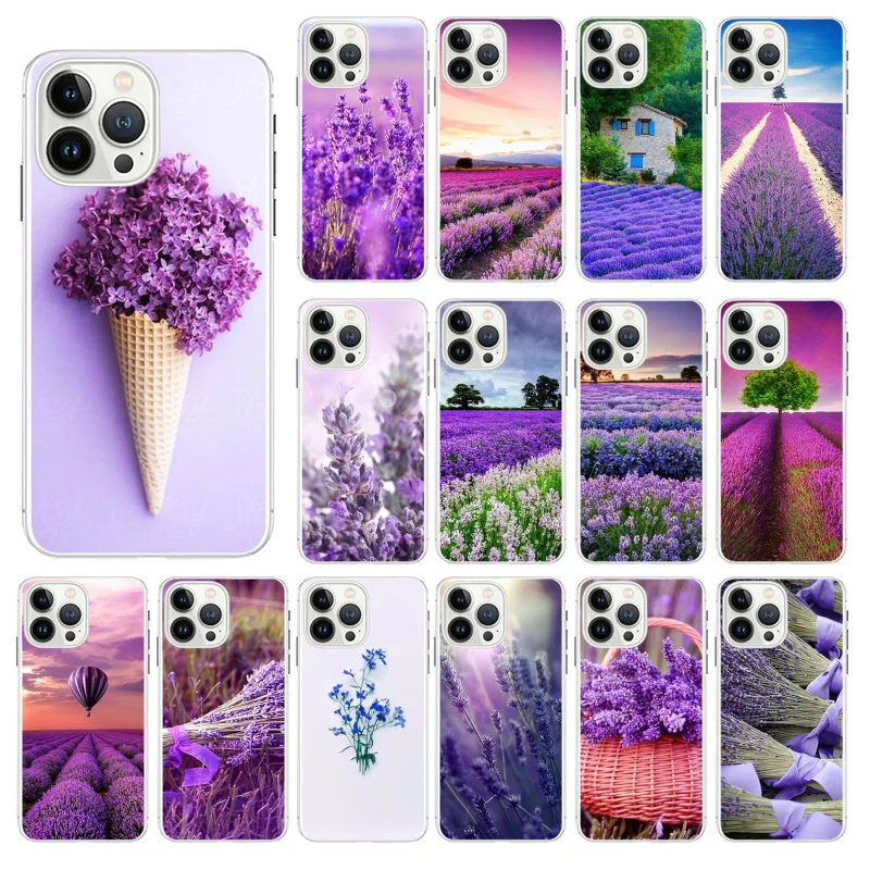 

Simple lavender Purple flowers Phone Case For iphone 14 13 12 11 Pro Max Case For iphone XS MAX X XR SE2 8 7 Plus case