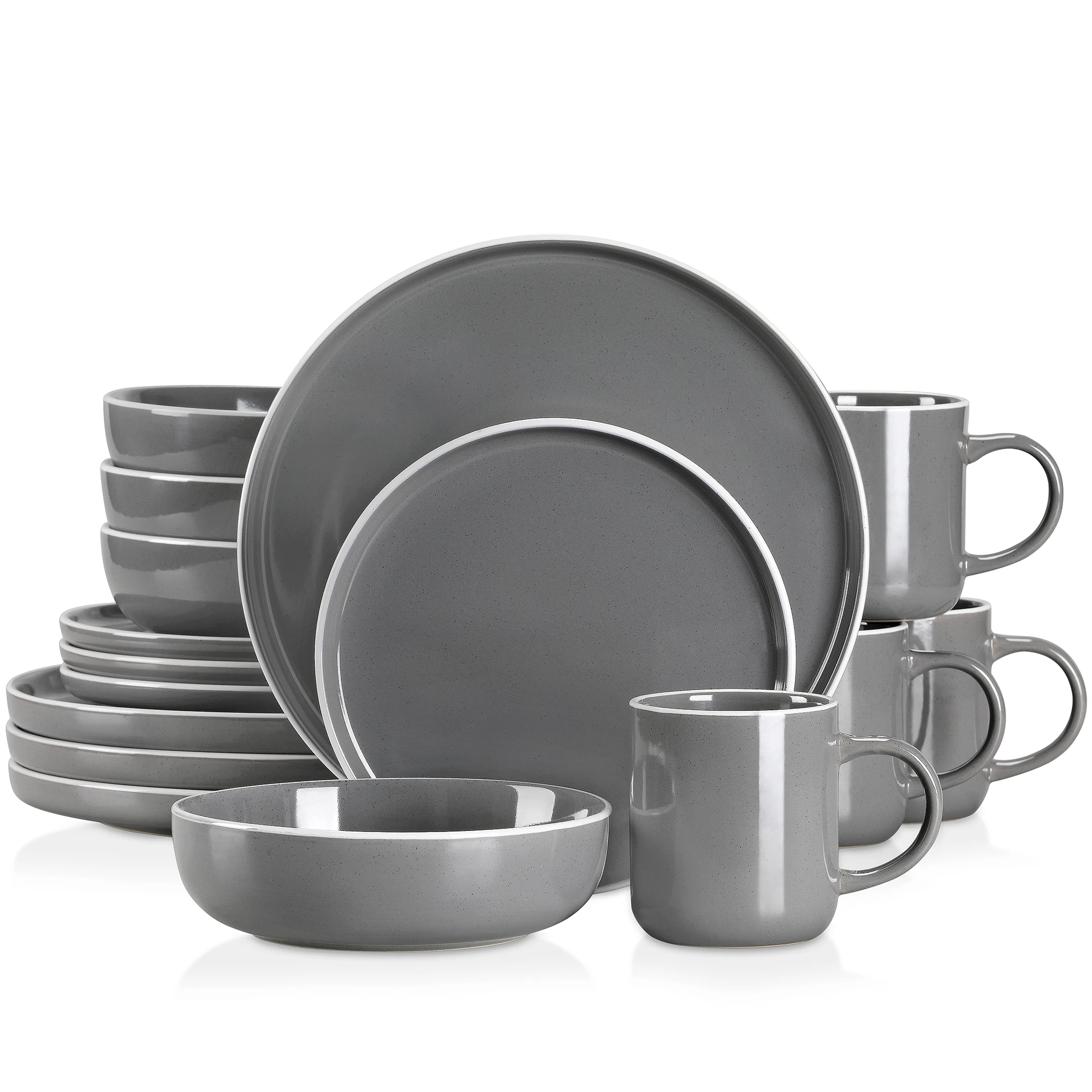 Sesame Glaze Ceramic Dinnerware Set With Dinner/dessert Plat