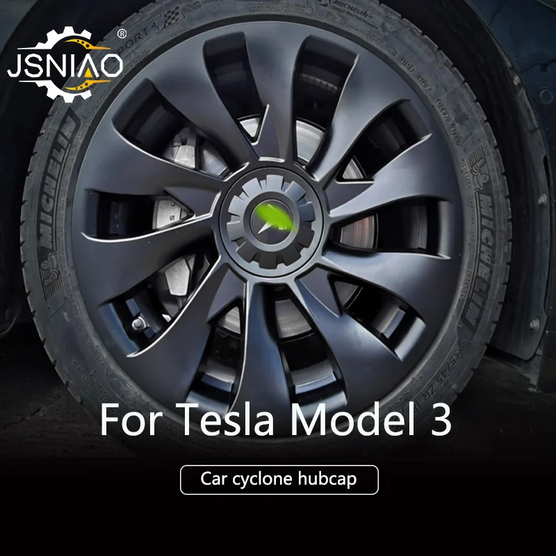 

For Tesla Model 3 Car Hubcaps Cyclone hubcap 18-Inch Automobile Hubcap 4PCS Exterior Decoration Accessories