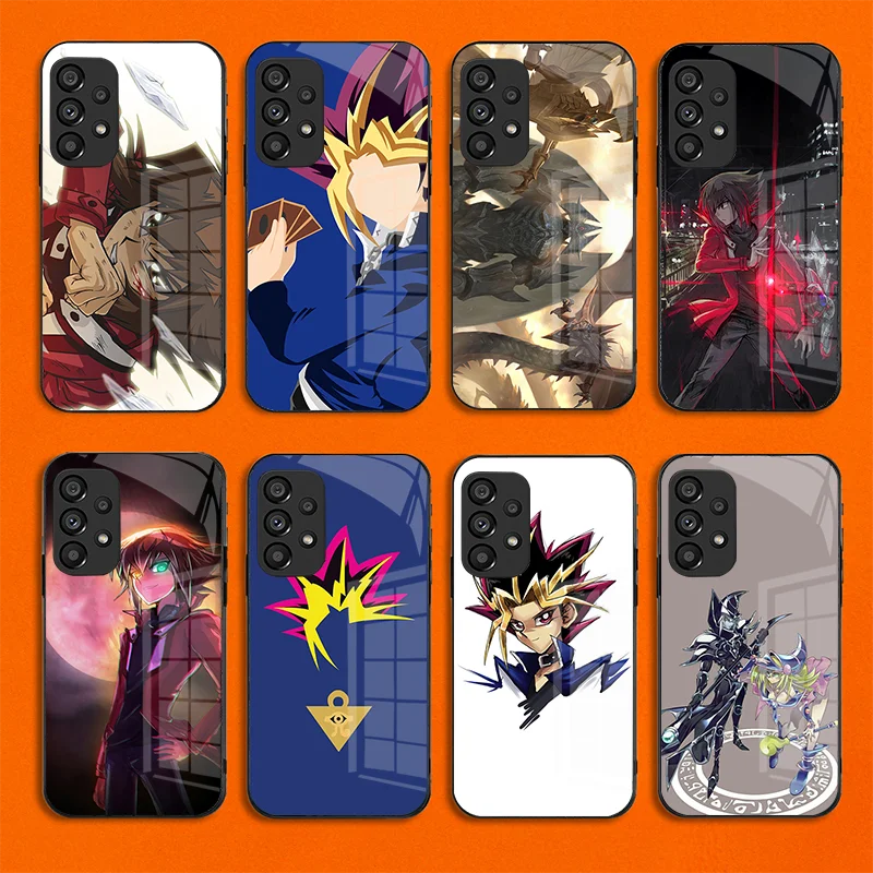 

For Samsung Galaxy Note 8 9 S10 Plus S20 S21 FE S23 Ultra A12 A13 A32 A33 Yu-Gi-Oh! Black New Cartoon Tempered Glass Phone Case