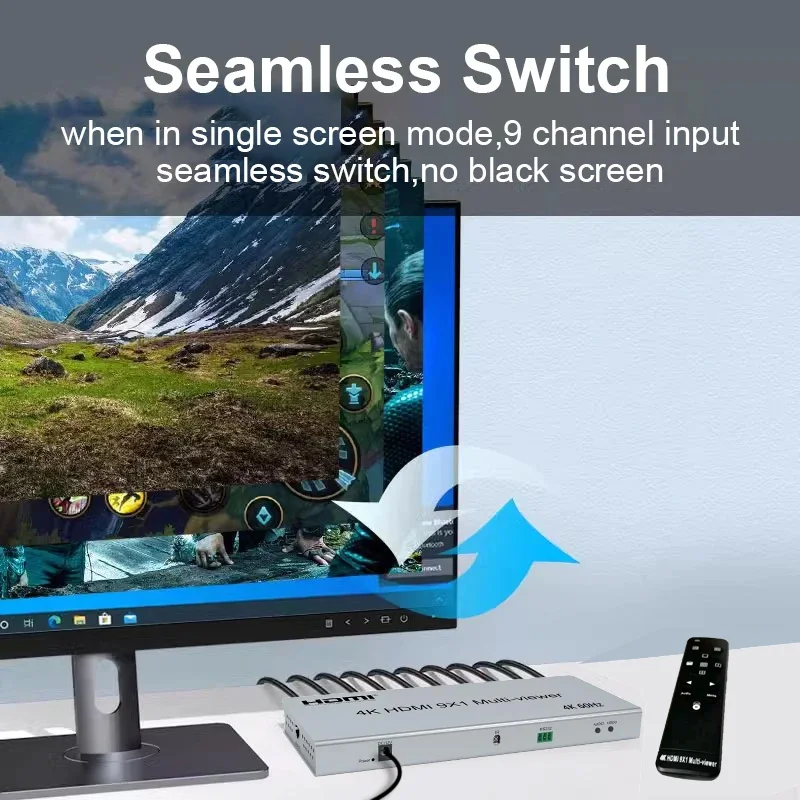 Фото Мультивьюер 9x1 HDMI 4K 60 Гц: 9 входов, 1 выход, бесшовное переключение, 2x1, 4x1, 6x1, 8x1, более 15 режимов отображения №5