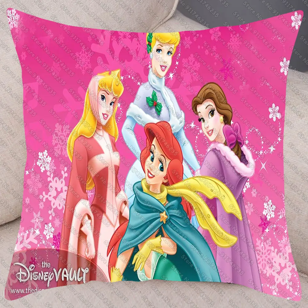 

DISNEY Princess Series Cushion Cover 45*45 Cm Lovely Cartoon Peach Skin Pillowcase Kawaii Pillow Cover Подушка Funda Cojin