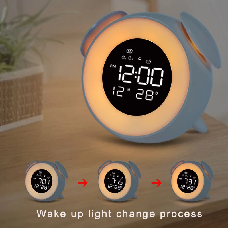 Светодиодный цифровой умный будильник милый ночник USB заряжаемый детский с