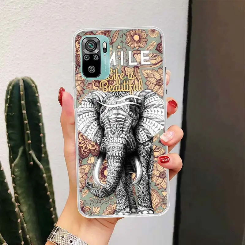 Elephant Mandala Aztec для Xiaomi Redmi Note 10 9T 9S 9 8 Pro 8T 7 5 Чехол телефона Mi 12T 11T 10T 12 11 Lite Корпус Fundas