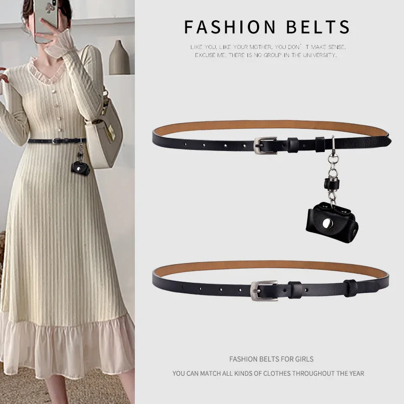 Fashion Genuine Leather Belt with Waist Bag Woman Windbreak Waistband Removable Metal Decoration Luxury Designer Belt for Dress