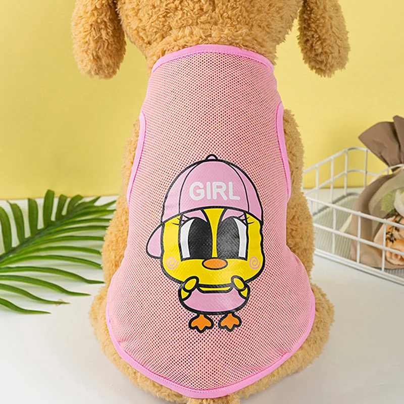 Милая мультяшная одежда для домашних животных, летняя тонкая сетчатая жилетка для собак, кошек, кошек, Тедди, мишки, мишки, щенков, дышащая крутая одежда, костюм для собак